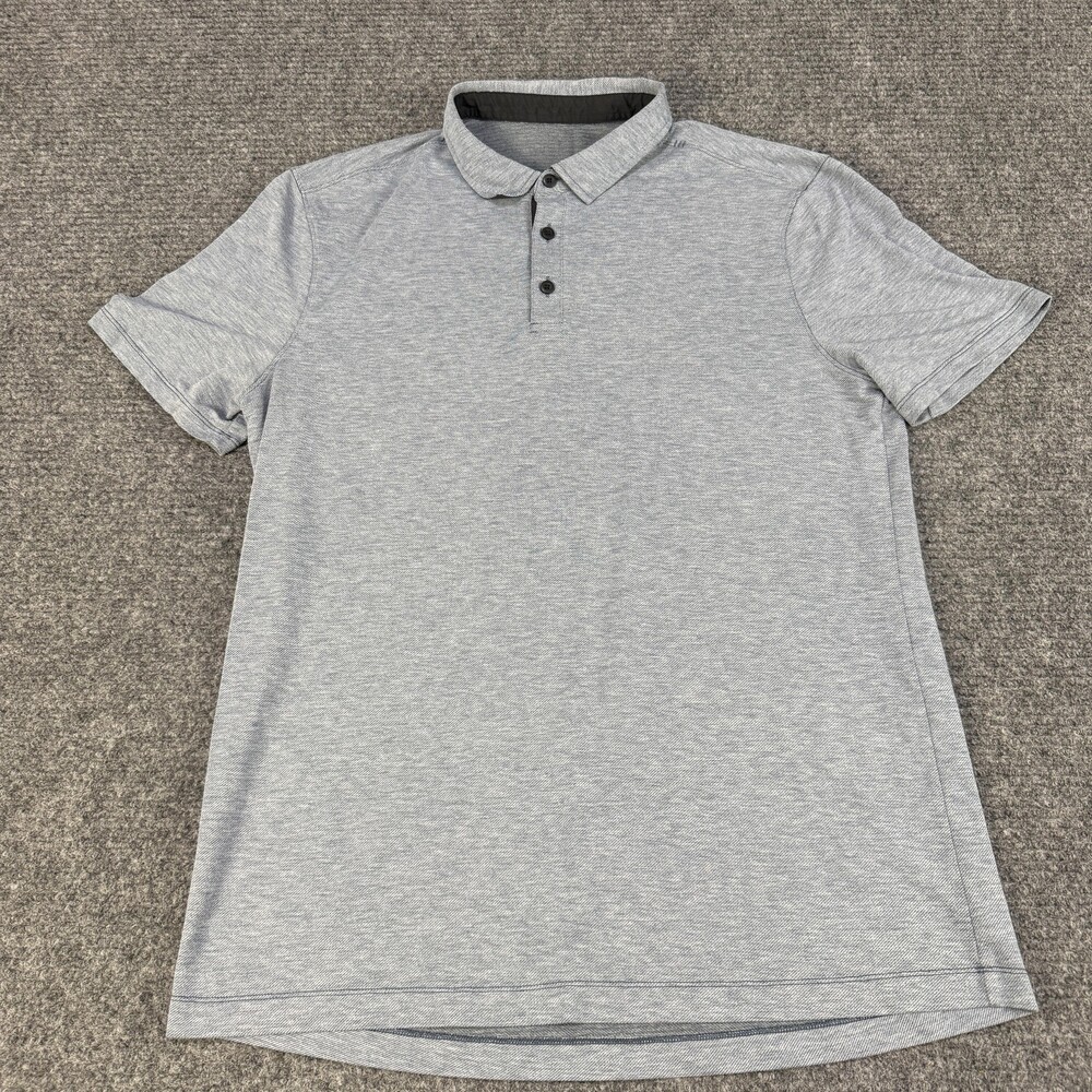 Lululemon Polo Shirt Mens Large Blue Heather Performance Golf Athletic Stretch